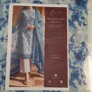 Elaya Unstiched 3pc lawn suit (original) - blue