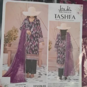Tashfa Unstiched 3pc lawn suit by Hafiz textile (original) design-3