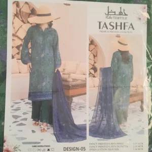 Tashfa Unstiched 3pc lawn suit by Hafiz textile (original) design-5
