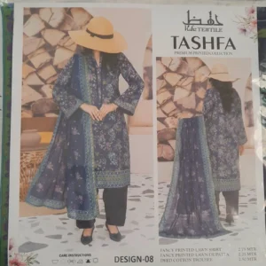 Tashfa Unstiched 3pc lawn suit by Hafiz textile (original) design-8