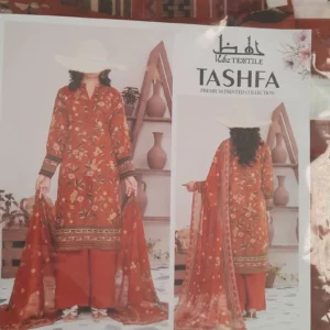 Tashfa Unstiched 3pc lawn suit by Hafiz textile (original) design-9