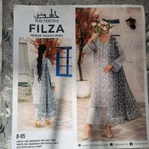 Filza by Hafiz textile Unstiched lawn 3pc suit (embroidered) -grey (1)