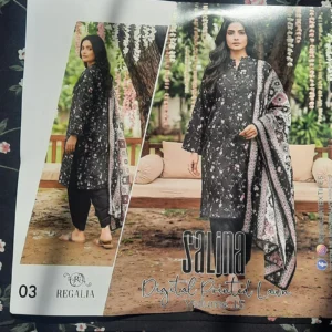 Salina by Regalia Unstiched lawn 3pc - black (2)