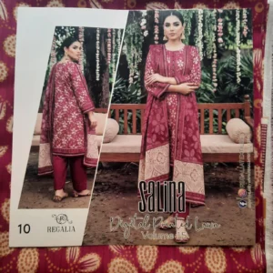 Salina by Regalia Unstiched lawn 3pc - dark pink