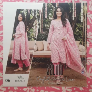 Salina by Regalia Unstiched lawn 3pc - pink